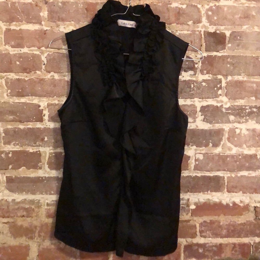 Calvin Klein Black Ruffle Blouse